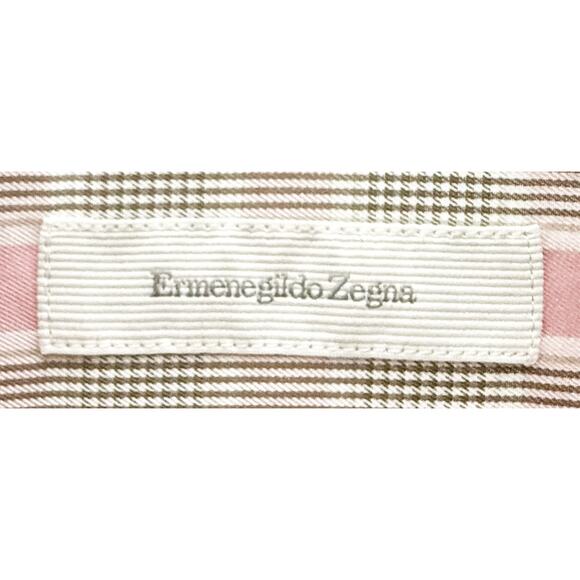 Ermenegildo Zenga Men's Long Sleeve Button Up Shirt Pink Gray White Check Print - Picture 5 of 7
